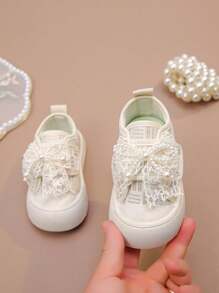 1 para dziewczęcych kolorowych, blokowych, kokardkowych, swobodnych trampek, uniwersalny, jednolity kolor, odpowiedni na każdą porę roku