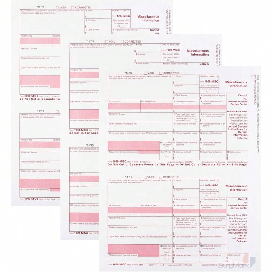1099 MISC Copy A 2024 Federal Income Laser Tax Forms - Pack Of 25 Tax Recipients - trắng - Xem 1