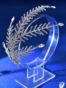 1 件新娘头饰，时尚合成水钻链发箍，适合婚礼、舞会、派对 - 銀色 - 查看 3