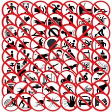 62pcs Funny Prohibitory Signs Sticker - Prank Humor Self Sticker Paper, Waterproof PVC, Matte Surface, Self Adhesive Sticker, Suitable For Diary, Laptop, Phone Case And DIY Project - - Multicolor - View 9