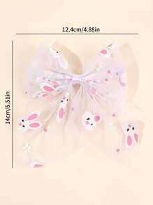 2pcs Easter Bunny Pattern Hair Clips, Cute Rabbit Bow Alligator Clips With Tail, White Mesh Sailor Hair Clips, Girls Double Ponytail Bow Hair Clips, Cartoon Spring Picnic/Holiday Hair Clips, Teens Hair Accessories - Multicolor - View 5