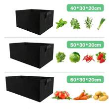 Garden Planting Bag With Handles Multi-Dimensional Felt Cultivation Bag Rectangular Planting Pot Seedling Nursery Vegetable Tomato Potato Planting - Black - View 5