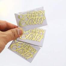 6 miếng trang trí bánh cupcake bằng gương vàng Acrylic Happy Easter dùng để trang trí bánh Phục sinh cho bữa tiệc - Vàng - Xem 4