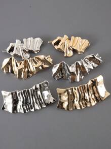 1个金属亮面波浪折叠不对称简约发夹发饰弹簧夹，发饰 - 彩色 - 查看 7