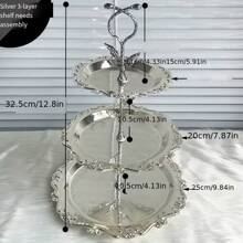 欧式金属三层蛋糕架水果盘婚庆甜品桌展示架蛋糕盘茶歇桌下午茶 - 彩色 - 查看 6