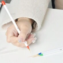 3 pezzi/set Pennelli per arte delle unghie, Set di 3 pennelli multiuso per arte delle unghie sottili, medi e spessi, per arte di unghie, disegno di fiori e bordatura