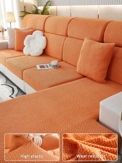 1pc Jacquard Stretch Sofa Slipcover, Modern Anti-Fouling Sofa Cover, Minimalist Style Sofa Set, Suitable For Living Room, Bedroom, Outdoor Sofa, L-Shaped Sofa Cover, Combination Chaise Lounge/Corner Sofa Cover, Sofa Cushion Cover, Home Decor Universal Seat Sofa, All Season
