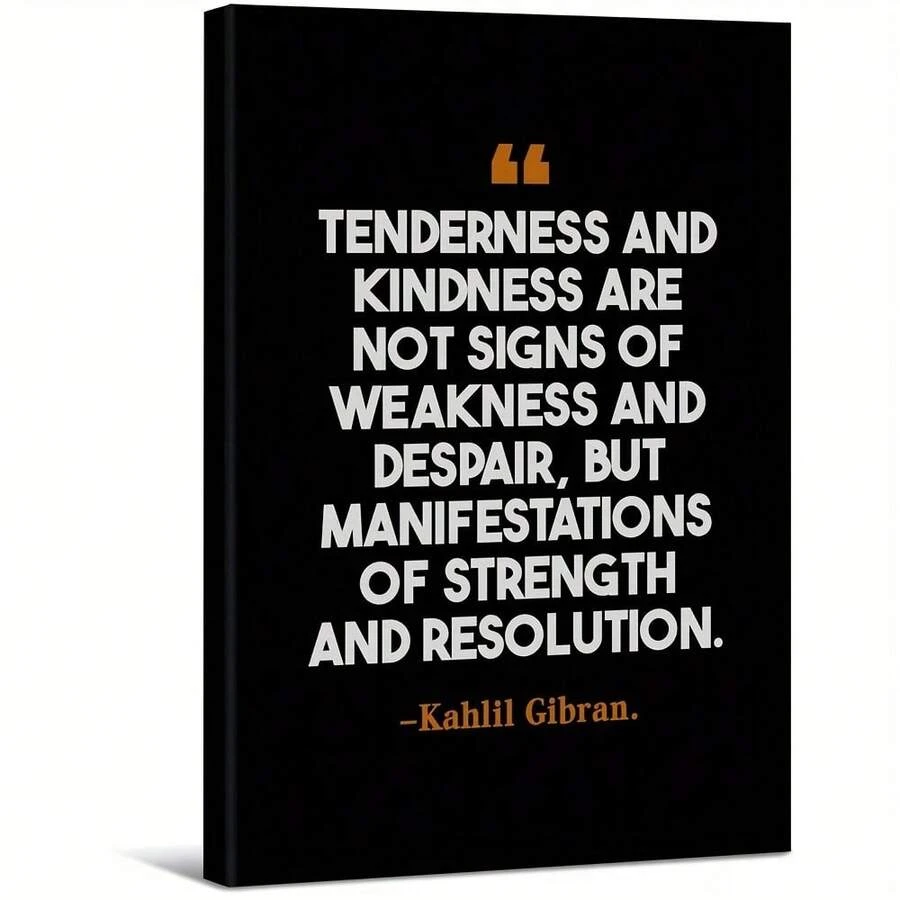 Kindness Strength Not Weakness Says Gibran Large Wooden Framed Wall Art Home Decor Canvas Painting- For Bedroom, Bathroom, Living Room, Office, Kitchen, Holiday Gift- 1pc - Multicolor - View 1