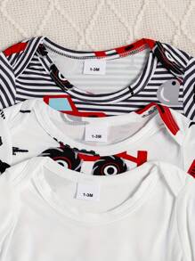 Conjunto de 3 piezas de pelele/mono estampado de rayas para bebé niño