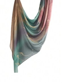 1 pièce Foulard en mousseline de soie imprimé à l'aquarelle pour femmes, foulard imprimé convenant pour la vie quotidienne et la décoration de voyage