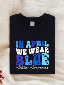 In April We Wear Blue Shirt, Awareness Hoodie, Support Difference Sweatshirt, April Awareness Month T-Shirt SSN-619