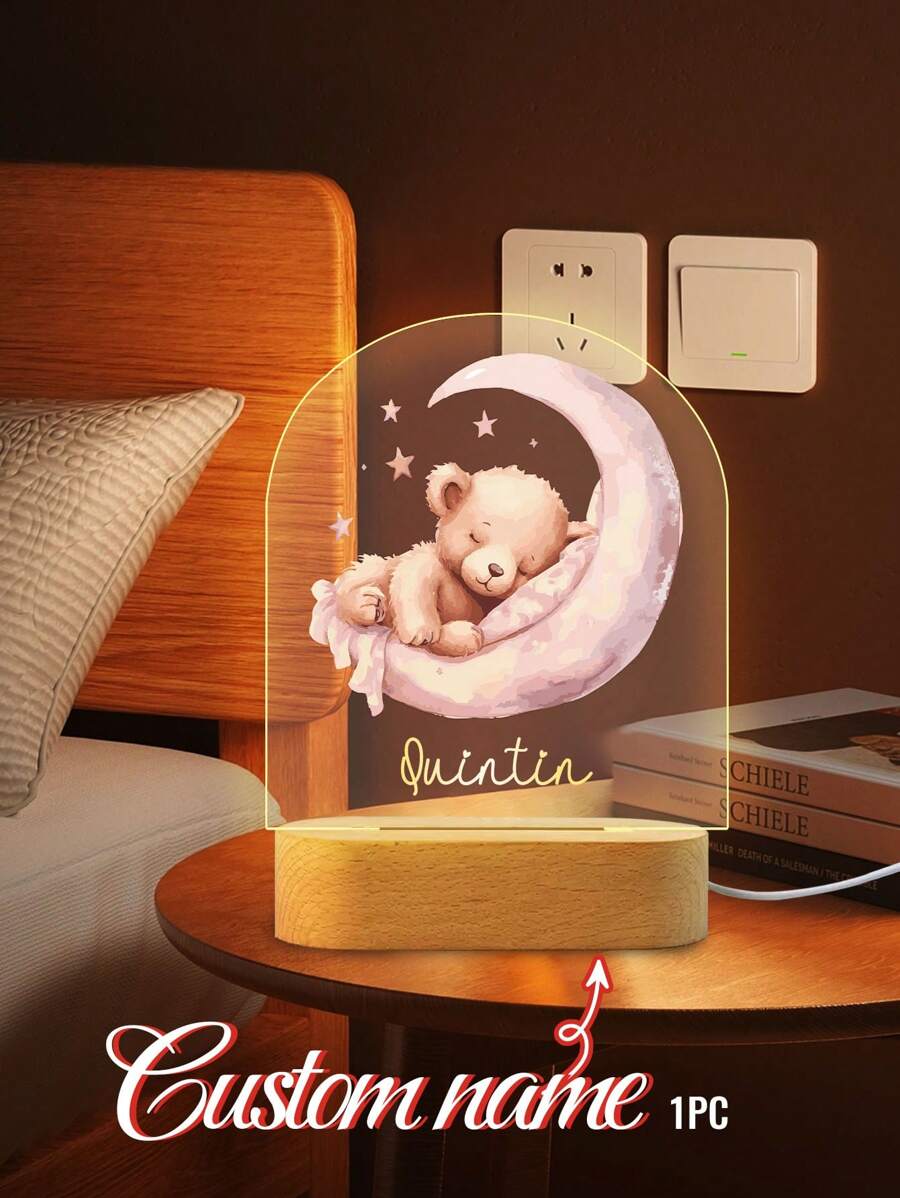 1/2 Pcs Personalized Name Arch Acrylic Night Light For Kids, Custom Name Night Lights With Wooden Base, Customized Light Up Pattern Frame, Customizable Acrylic Plaque, Kids Night Light, Baby Led Night Light,Multi-Functional,Ornamental,Letter,Adhesive,Stylish,Vintage,Adorable,Cute,Custom,Personalised,Unique,Customized,Ideal Gifts For Him,Ideal Gifts For Her,Son,Daughter Back To School