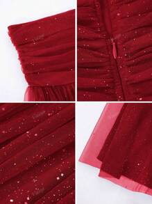 Vestido de mujer Halter sexy de malla con brillo