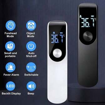 Portable Temperature Thermometer Forehead Digital Non-Contact Thermomete LED Display Fever Measure Tool Surface/Body Mode Digital Thermometer Forehead Thermometer Ear Thermometer