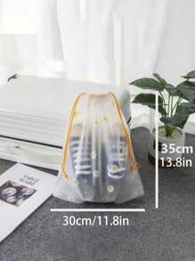 5/10pcs Clear Plastic Storage Bag Large Shoes Storage Organizer Portable Travel Shoe Packaging Bag Waterproof Shoe Bag Drawstring Shoe Bag Organizer For Men And Women With Drawstring Waterproof Travel Storage Bags For Packing Dust Bags Modern Floral Pattern Travel Shoe Bag Travel Essentials Travel Organizer For Beach Summer Vacation Back To School Drawstring Shoes Pouch Shoes Cover Dust-Proof For Women Packing Cubes Cruise Essentials Vacation Essentials - Yellow - View 9