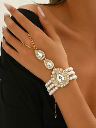 Women's New Fashionable Geode Water Drop Pearl Delicate Bracelet, Elegant And High-End