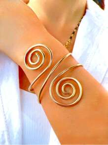 1pc Fashion Metallic Muzieknoot Manchet Armband, Vintage Stijl Gegalvaniseerde Metalen Bangle Geschikt Voor Dagelijks Gebruik, Cadeau Voor Vrouwen