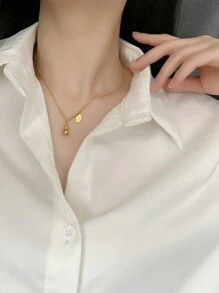 1 件不锈钢双面“福气”设计手链，轻巧、奢华、创意新中式风格，高端时尚女士配饰 - 咖啡豆好運腳鍊 - 查看 10