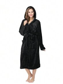 1pc Personalized Embroidery Personalized Birthday Gift For Her, Custom Robe, Gift For Girlfriend, Wife, Monogrammed Robe For Her, Hooded Robe Gift Fall Decor, Holiday Home Bathroom Decor Beach Essentials Back To School Shower Towels For Beauty Salon, Hotel Sports,Home Essentials, Towel, Skin Care - Multicolor - View 8