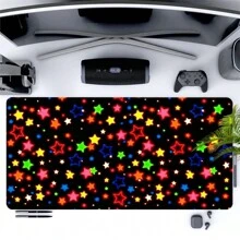1pc Colorful Star Mouse Pad Aesthetics Art Desk Mat Rubber Base With Stitched Edge Non-Slip Desk Accessories XL Mousepad For Office Home As Gifts For Men Women Friends Birthdays,Valentine's Day - Multicolor - View 4