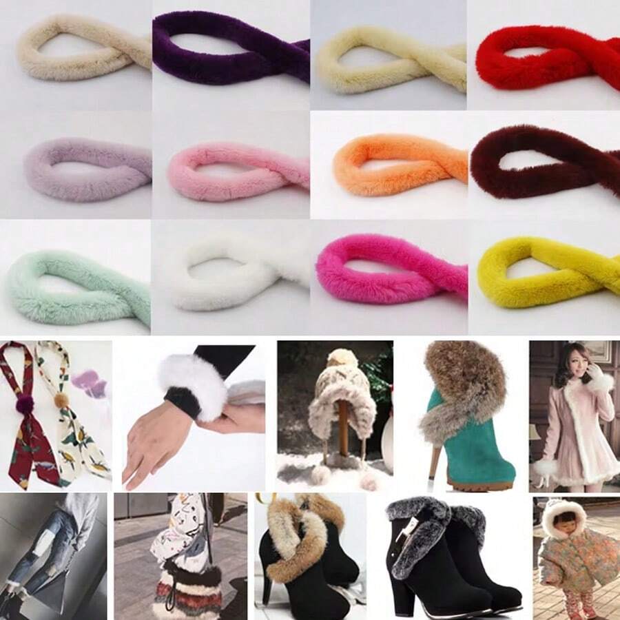 1/2m Faux Rabbit Fur Scarf Furry Ribbon Fur Tape Trimming Ribbon Craft Sewing Clothing Accessories Handmade Accessories - Multicolor - View 1