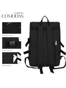 Shendy Vendy Mochila de gran capacidad Multifuncional, duradera, ligera e impermeable, Mochila moderna escolar - Blanco y Negro - Ver 6
