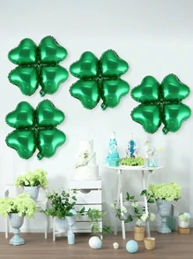 5pcs Heart Shaped Four Leaf Clover Foil Balloons - Great For Weddings, Birthdays And Celebrations - Mixed Colors, Wedding Decoration Balloons, Birthday Theme Decoration Balloons, Indoor And Outdoor Decoration Balloons, Anniversary, Photo Background Decoration Room Decoration