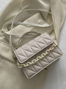 Bolso de hombro diagonal de moda 2024, bolso popular con diseño de rejilla de diamantes simple y correa desmontable