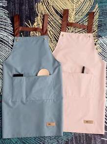 Waterproof And Oil Resistant Canvas Apron - Floral Design, Adjustable Waistband, Breathable Fabric, New Kitchen Home Cooking Oil And Stain Resistant Apron, Kitchen, Bathroom, Family, Household Products,Waterproof Oil Resistant Cooking Apron With Pockets - Adjustable And Multi-Purpose, Suitable For Coffee Bars And Restaurants