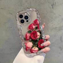 Una moderna funda para teléfono con temática de rosas, adecuada para  16, 15, 14, 13, 12, 11 Pro Max, que es hermosa y perfecta como regalo de San Valentín.