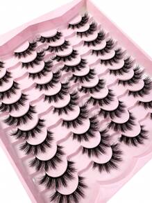20Pairs False Eyelashes Manga Lashes Cat Eye Lashes Faux Mink Eyelashes Fox Eye Eyelashes Natural Full Lashes Cosplay Travel Essentials Makeup Tools - màu đen - Xem 5