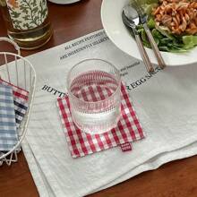 Ins 风格韩式格子杯垫，别致又艺术的咖啡厅/家庭用隔热垫，上镜装饰 - 彩色 - 查看 4