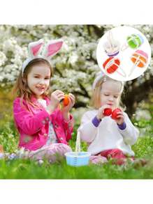 复活节篮子必需品、复活节装饰品、复活节彩蛋 2025、复活节彩蛋、复活节糖果、8.46*5.12 英寸蛋篮、DIY 手工迷你复活节彩蛋篮、复活节彩蛋狩猎、野餐篮、鸡蛋容器桌饰、甜甜圈装饰、迷你塑料容器编织储物篮、零食容器。（购买时请注意尺寸）