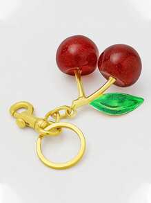 1pc Cherry Shaped Crystal Pendant, New Arrival Large Cherry Pendant With Keychain Clip, Sparkling Resin & Metal Cherry Charm Keyring For Women Wallet And Bags Valentine's Day Car Accessories Bag Charm Backpack For School