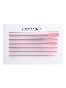 6 件套尼龙毛油画笔套装，丙烯油画中国书法水彩水粉颜料圆形和扁平画笔，适合艺术家和学生 - 粉色 - 查看 2