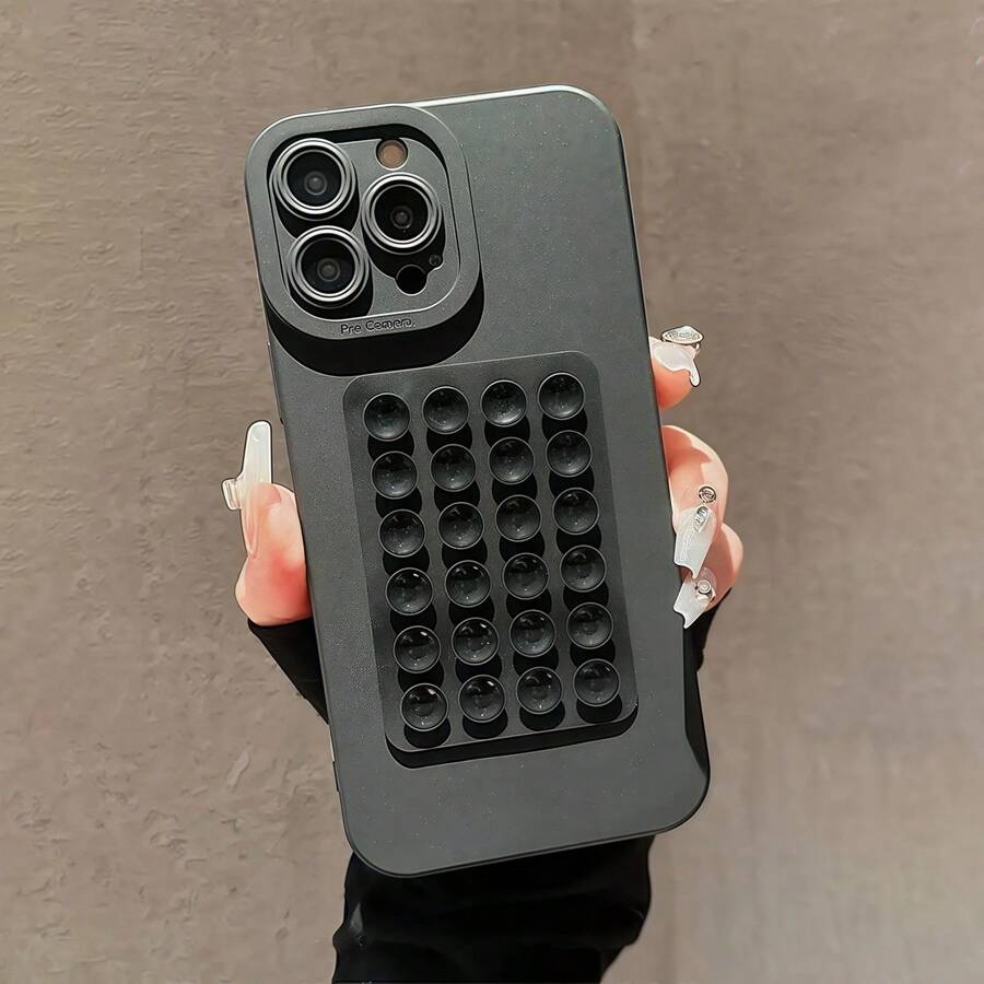 Back To School Suction Phone Case 1pc Black Straight Edge Simplistic Full Cover Shock Proof Phone Case With Suction Cup, Compatible With Apple & Series Waterproof Anti-Fall Scratch Resistant,International Version, Not The Domestic Version - Multicolor - View 1