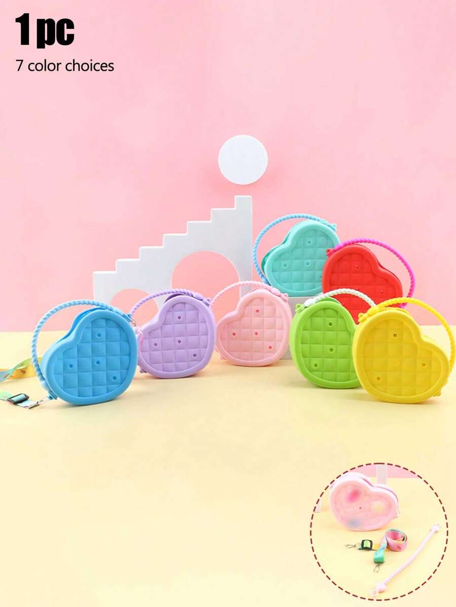 马卡龙色迷你方形可爱纯色硅胶孔手提包，可爱卡通动物图案，可根据个人喜好拆卸图案，蝴蝶，老虎，猫咪，DIY零钱包，沙滩包，触感舒适，拉链设计，方便携带，可挂在其他包包上，是一款旅行收纳产品，日常通勤，学生，上班族，家庭，朋友，旅游纪念品，生日礼物，旅游纪念品。