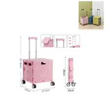 A Portable Foldable Outdoor Shopping Storage Box For Home Camping With Large Capacity Wheels And Light Cart Outdoor Decor - Pink - View 7