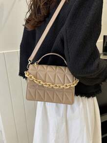 Bolso de hombro diagonal de moda 2024, bolso popular con diseño de rejilla de diamantes simple y correa desmontable