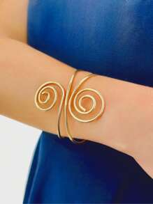 1pc Fashion Metallic Muzieknoot Manchet Armband, Vintage Stijl Gegalvaniseerde Metalen Bangle Geschikt Voor Dagelijks Gebruik, Cadeau Voor Vrouwen