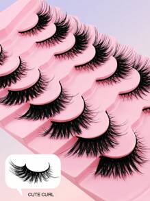 7 对全假睫毛 18 毫米狐狸睫毛纤细睫毛猫眼睫毛蓬松仿貂皮睫毛条自然假睫毛包