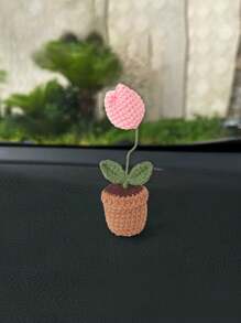 1 件手工编织汽车花盆带人造花装饰，创意礼品饰品，可爱汽车配件 - 彩色 - 查看 8