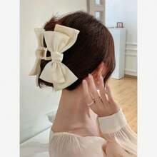 1 件甜美网状蝴蝶结大发夹，适合日常和派对使用情人节情人爪夹发夹发夹发夹发夹发夹 - 香檳色 - 查看 7