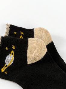 5 Pairs Kids Socks, Cute Baby & Toddler Short Socks, Popular Sports & Floor Socks, Rocket & Robot Print, Suitable For Boys, All Seasons