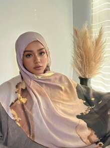 1pc Watercolor Printed Headscarf, Muslim Printed Shawl Headscarf Suitable For Autumn And Winter Seasons, Scarf Suitable For Daily Life And Holiday Travel Decoration - Multicolor - View 1