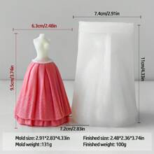 1 件 3D 婚纱硅胶蜡烛模具，DIY 无尽创意石膏扩散石树脂装饰，多功能家居装饰，节日和派对的心情增强剂 - 白色 - 查看 8