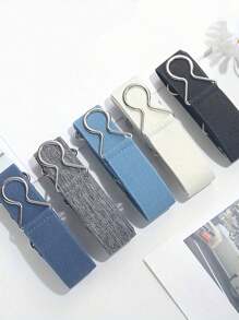 女士隐形腰带，弹性百搭无扣弹性腰带，带金属扣的可调节休闲布质腰带，适合牛仔裤、休闲装 - 彩色 - 查看 4