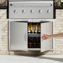 BBQ Access Door, 24" X 24" To 39" X 26" Double Outdoor Kitchen Door, Stainless Steel/Cold Plate Flush Mount Door, Wall Vertical Door With Handles And Vents/Hook, For BBQ Island, Grilling Station, Outside Cabinet - 39" X 26" Hooks - View 9