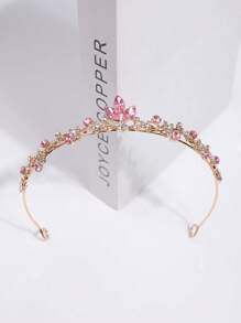 1 件女士时尚公主 3D 皇冠水钻发箍，优雅生日发饰 - 粉色 - 查看 5