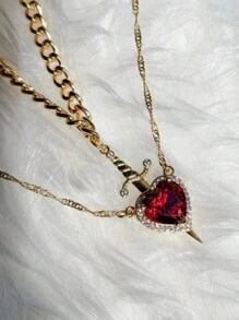 Heart And Sword Necklace Unique Couple Necklaces Silvery Golded Necklace Couple Jewelry Christmas And Valentine's Day Gifts